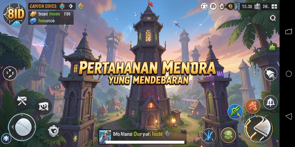 Tangkapan layar menampilkan aksi mendebarkan dalam permainan Tower Defense 8ID.