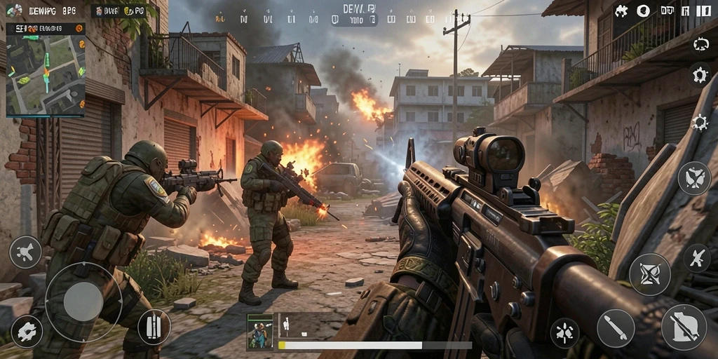 Gameplay DEWAPG menampilkan aksi tembak-menembak yang mendebarkan.