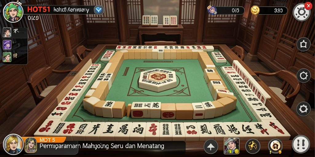 Tampilan utama gameplay HOT51 yang menampilkan antarmuka Mahjong yang menarik.