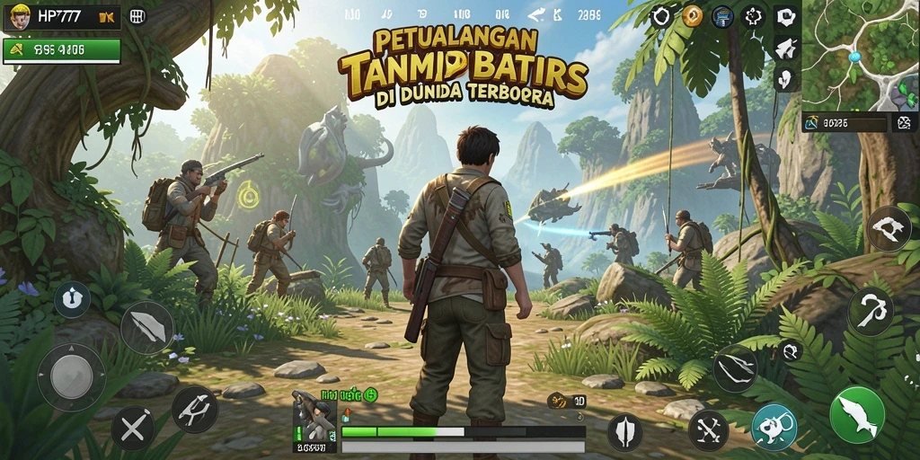 Tangkapan layar gameplay HP777 menampilkan eksplorasi dunia yang luas.