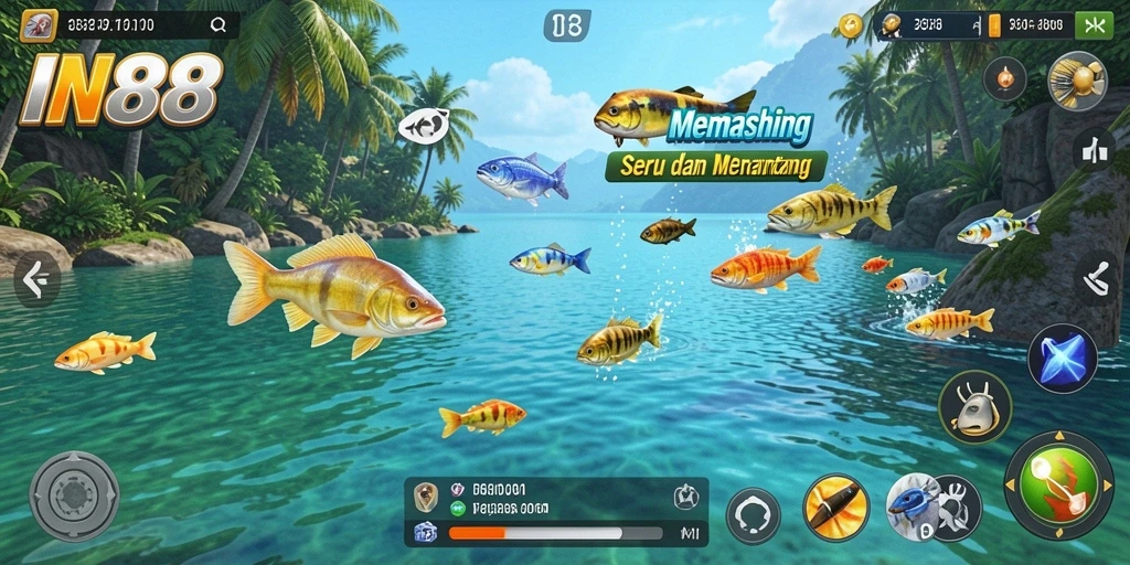 Gameplay seru IN88 saat memancing ikan besar.