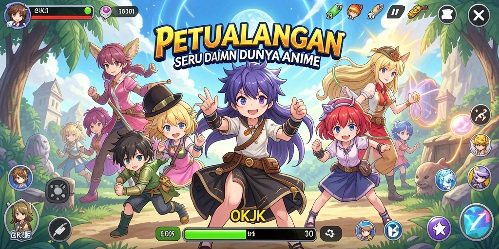 Tampilan gameplay seru dari OKJK dengan karakter Anime yang menarik.