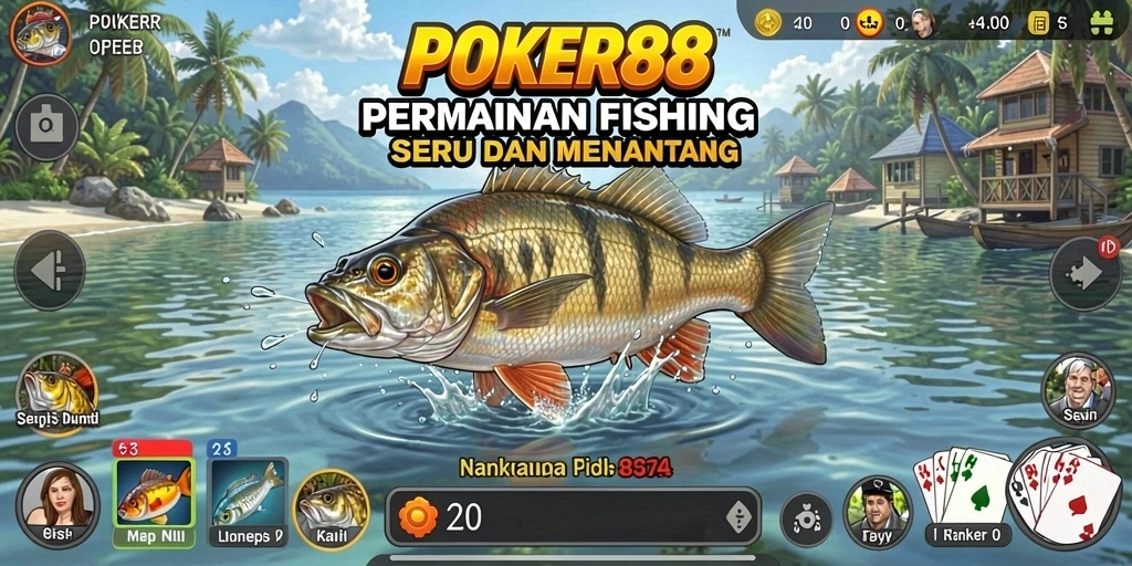 Screenshot gameplay POKER88 yang menunjukkan aksi memancing seru.