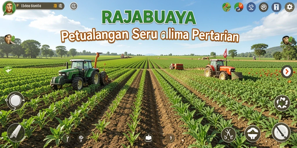Tangkapan layar gameplay RAJABUAYA menunjukkan aktivitas pertanian yang mendebarkan.