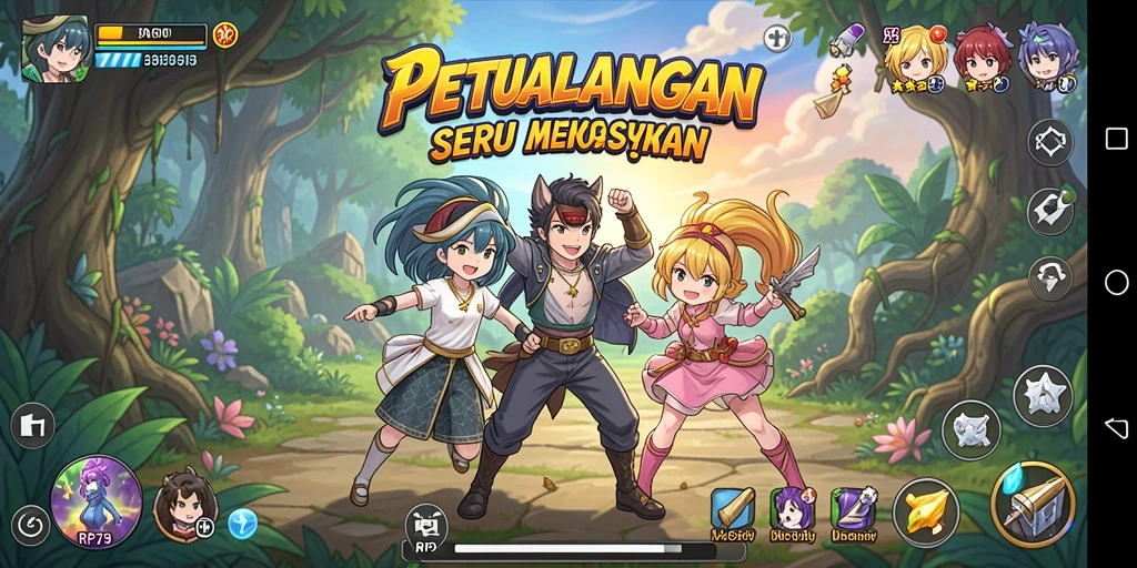 Tampilan gameplay menarik dari RP79 dengan karakter Anime yang beraksi.