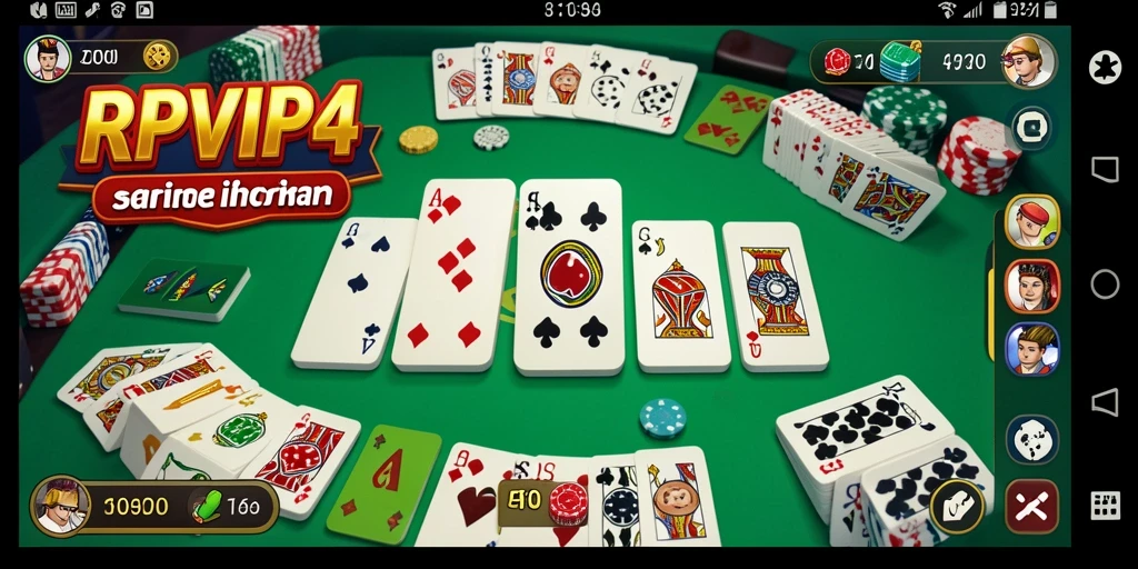 Screenshot gameplay RPVIP4 yang menampilkan pertarungan domino yang seru.