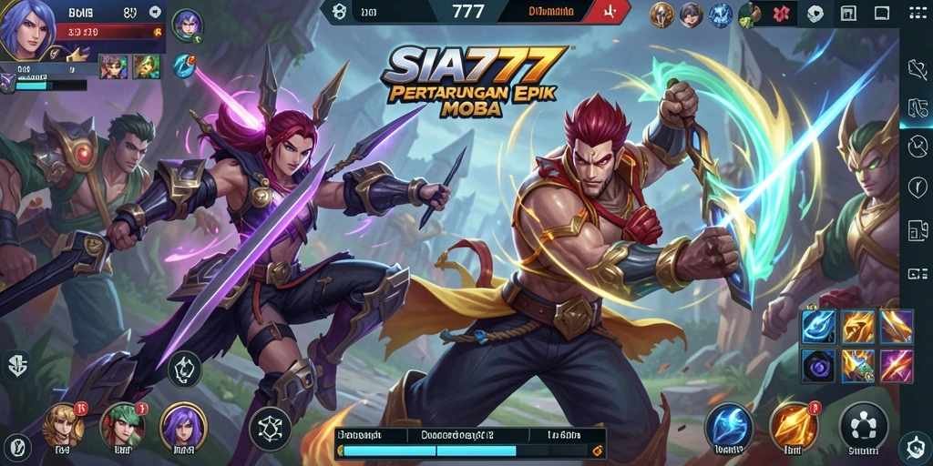 Tampilan dinamis gameplay SIA777 dengan pertarungan seru.